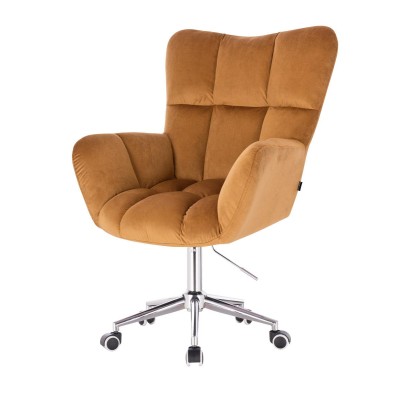 Honey velour chair chrome wheels