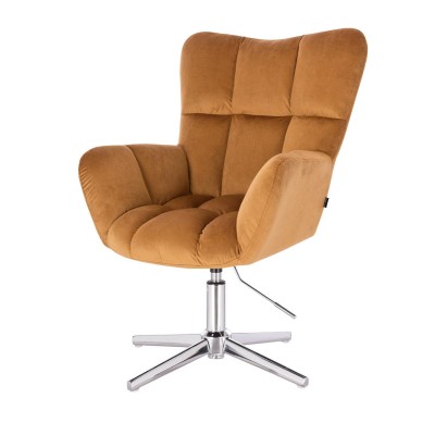 Honey velour salon chair chrome