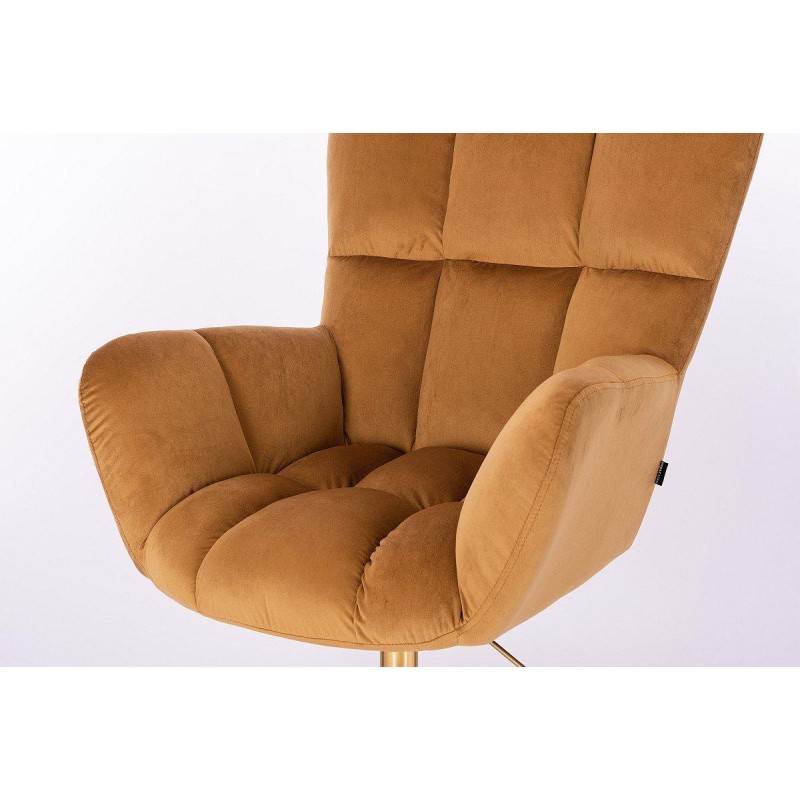 Honey velour chair gold base