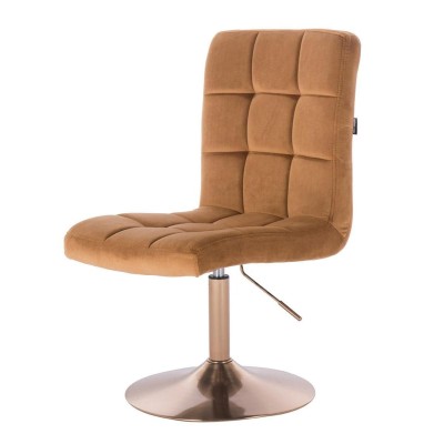 Welurowe krzesło kosmetyczne miodowe złote