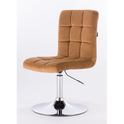 Latte velour cosmetic chair chrome base