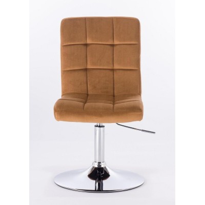 Latte velvet chair chrome base