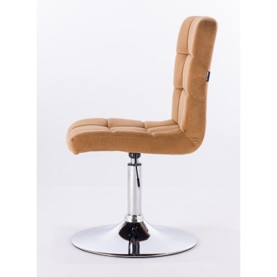 Latte velvet cosmetic chair chrome