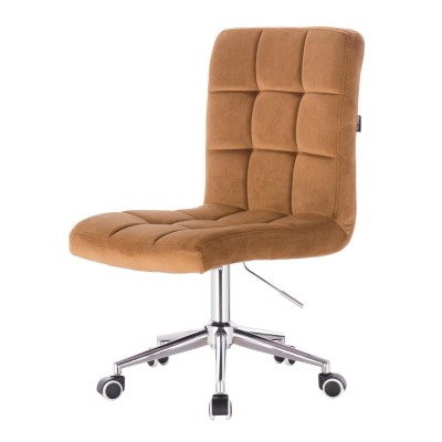 Miodowy welurowy fotel kosmetyczny chrom