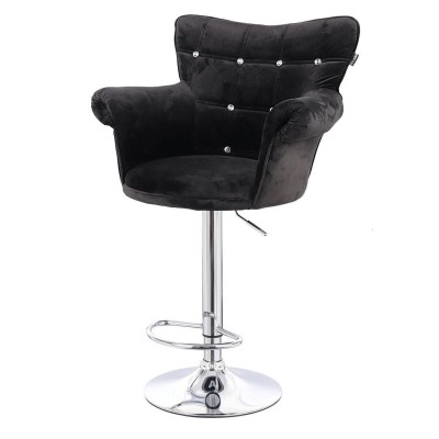 FOTEL LORA CRISTAL CW CZARNY WELUR CHROMOWANA PODSTAWA -Fotele Welurowe- 