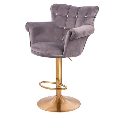 Graphite velvet chair gold base