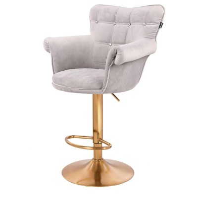 Steel-gray velvet chair gold base