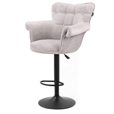 Steel-gray velvet chair black base