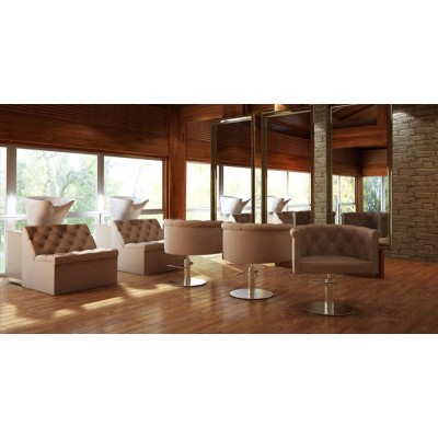 White salon chair chrome base