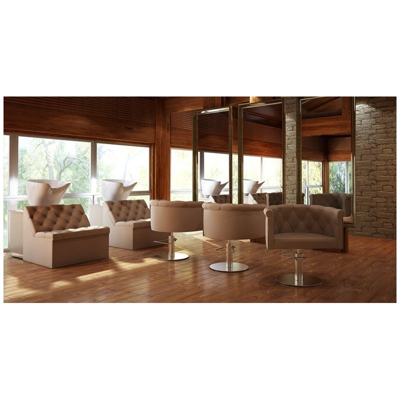 White salon chair chrome base