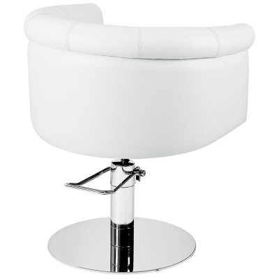 Biały fotel fryzjerski chromowana baza