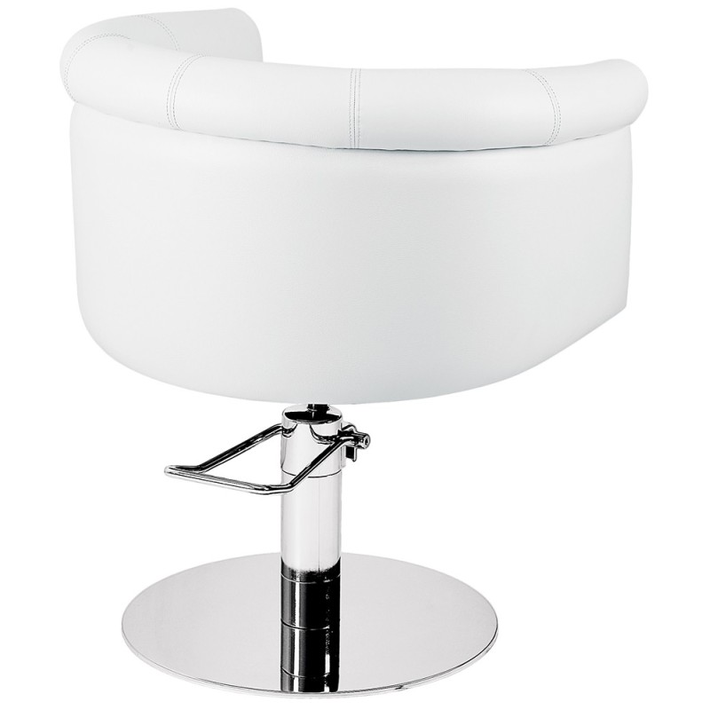 Biały fotel fryzjerski chromowana baza