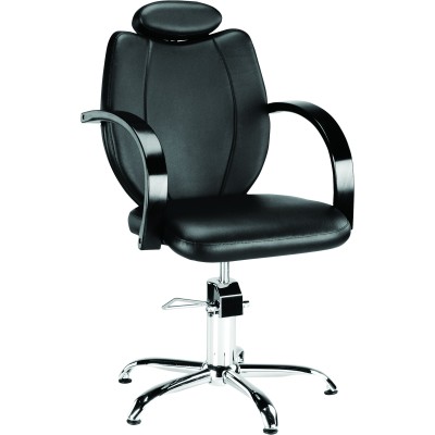 White salon chair chrome base