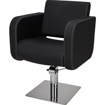 White salon chair chrome base