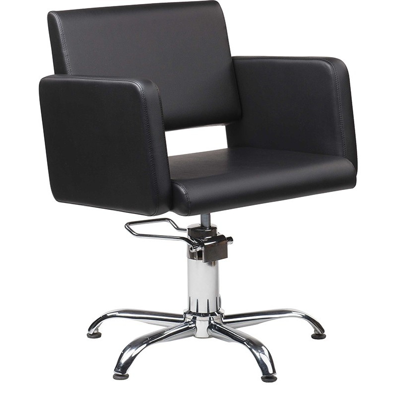 White salon chair chrome base