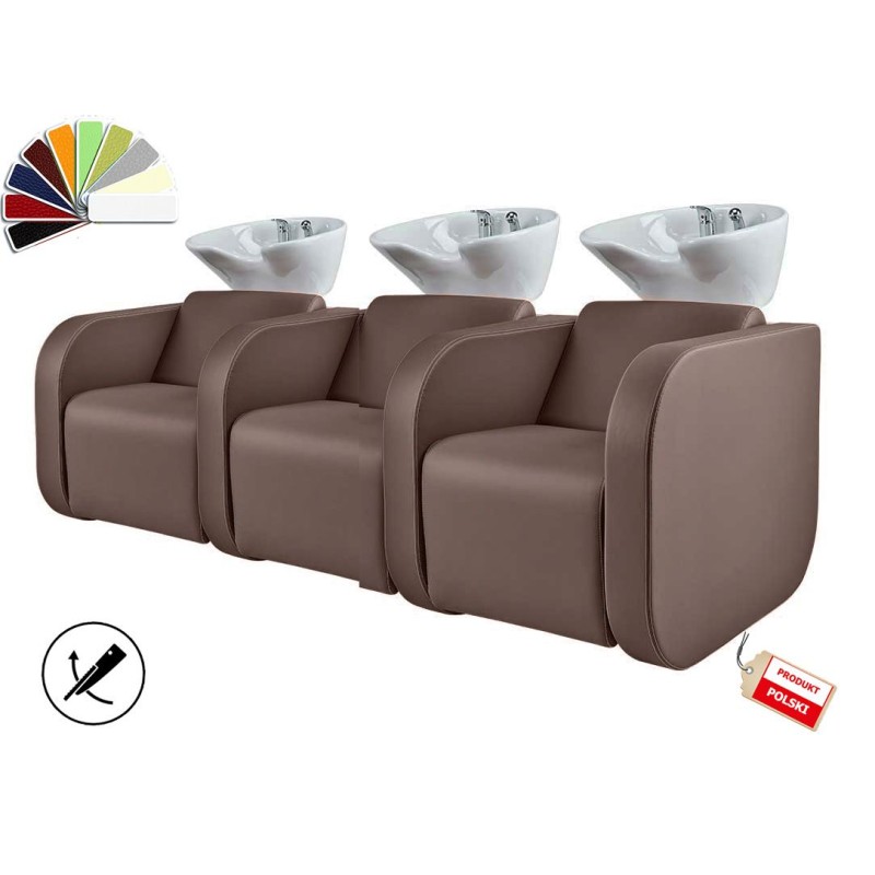 Potrójna Myjnia Fryzjerska Globe Sofa - Wybór Tapicerki Elektryczny Podnóżek. -Myjnie fryzjerskie- 
