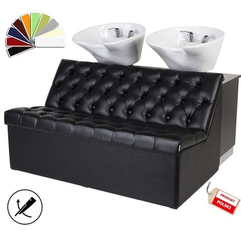 Podwójna Myjnia Fryzjerska Mali Sofa - Tapicerka Przeszycia Lub Pikowania -Myjnie fryzjerskie- 