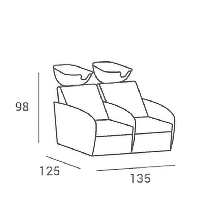 Podwójna Myjnia Fryzjerska Mali Sofa - Tapicerka Przeszycia Lub Pikowania -Myjnie fryzjerskie- 