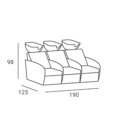 Potrójna Myjnia Fryzjerska Mali Sofa - Tapicerka Przeszycia Lub Pikowania -Myjnie fryzjerskie- 