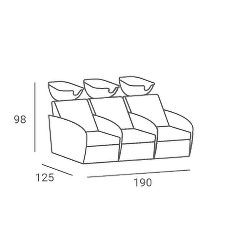 Potrójna Myjnia Fryzjerska Mali Sofa - Tapicerka Przeszycia Lub Pikowania -Myjnie fryzjerskie- 