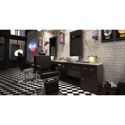 Fotel Barberski Lord - Czarny -Fotele barberskie- 