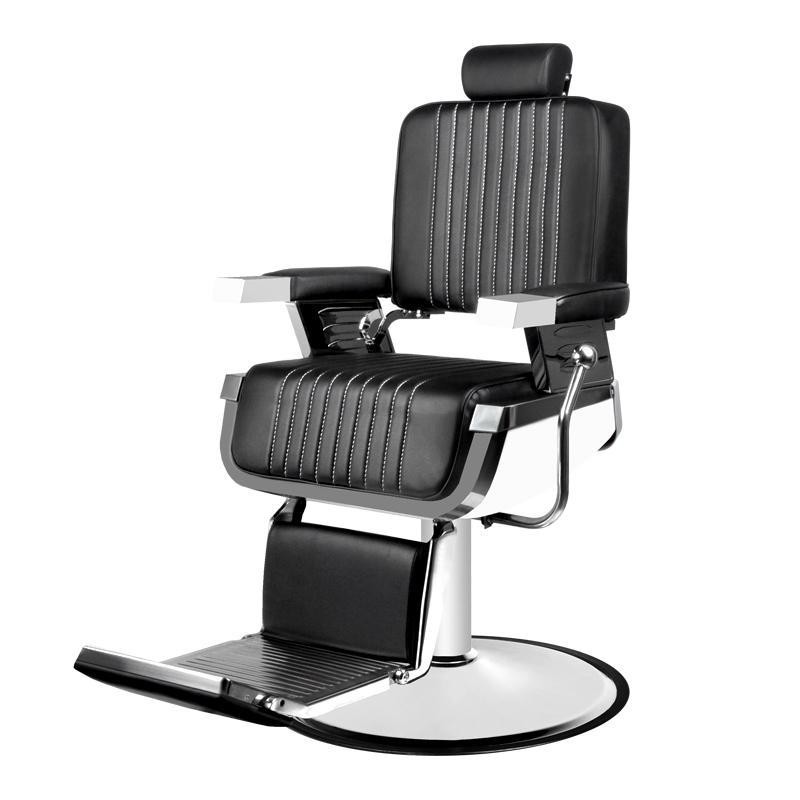 Czarna fryzjerska krzesło z podnóżkiem