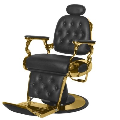 Gabbiano fotel barberski Francesco Gold czarny -Fotele barberskie-