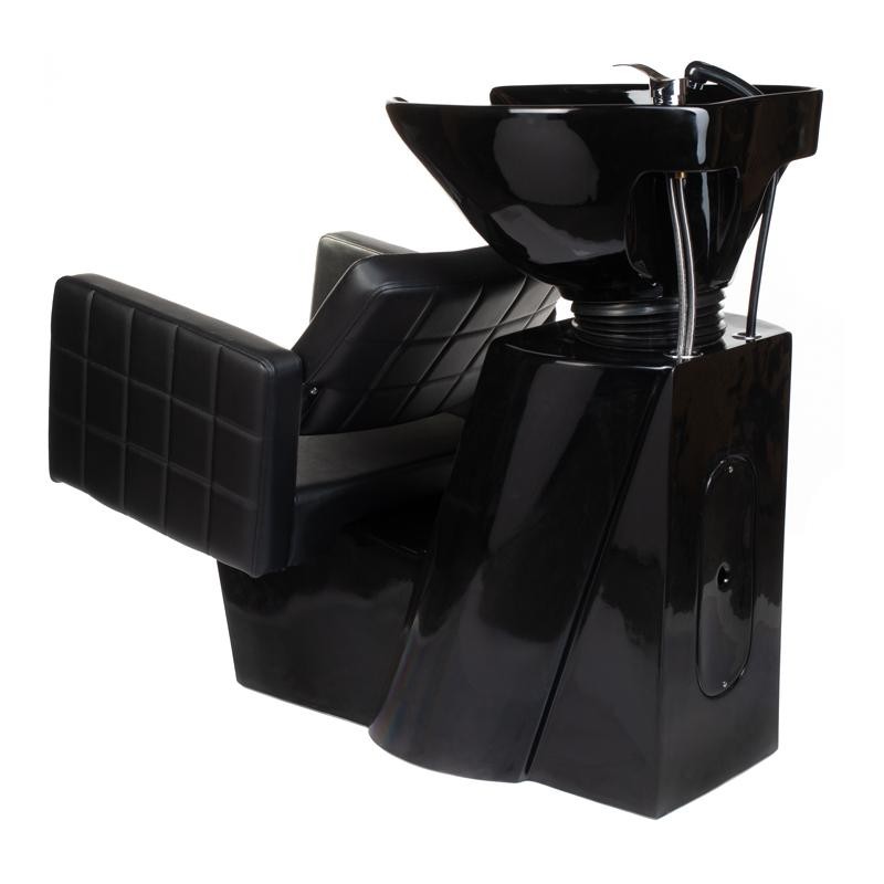 Black faux-leather reclining shampoo chair