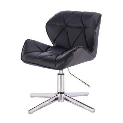 Black eco-leather chair silver cross-base
