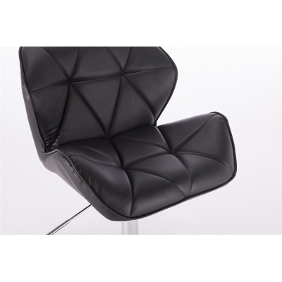 Black eco-leather chair, silver cross-base