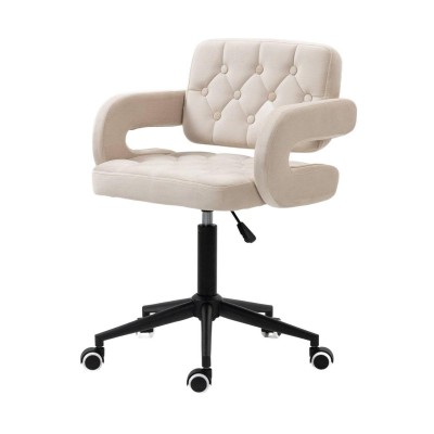 Hoker SURF K Kremowy Welur Czarna Podstawa -Krzesła- 