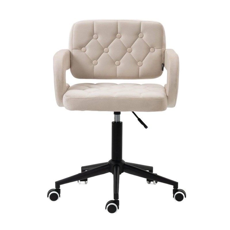 Hoker SURF K Kremowy Welur Czarna Podstawa -Krzesła- 