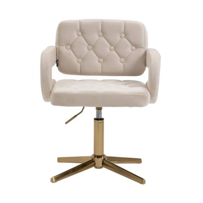 Cream velvet chair gold base