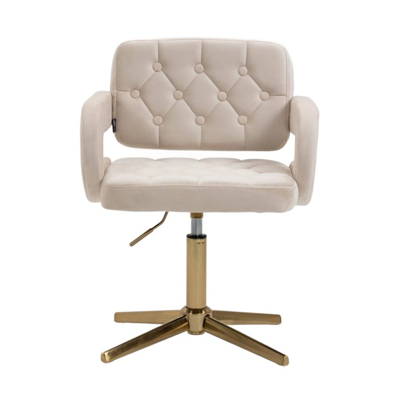 Cream velvet chair gold base