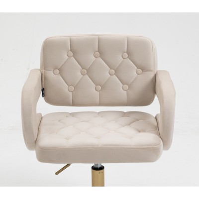 Cream velour chair gold cross-base