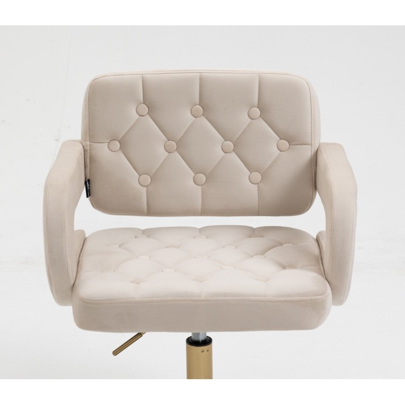 Cream velour chair gold cross-base
