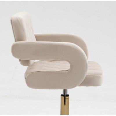 Cream velour cosmetic chair gold-base
