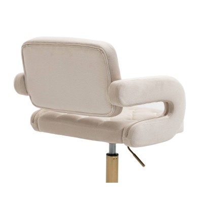 Kremowe krzesło welurowe złota podstawa