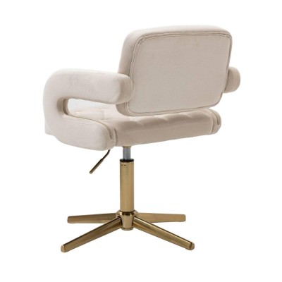 Kremowe krzesło welurowe złota podstawa