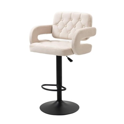 Cream velour chair black base