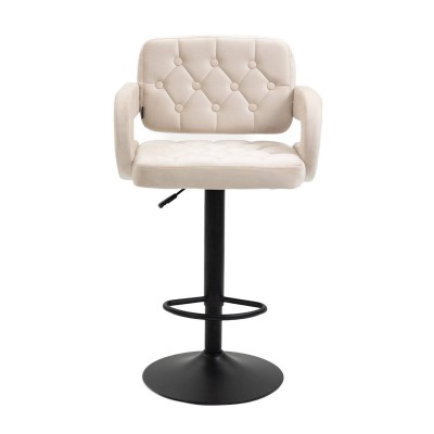 Kremowe welurowe krzesło czarna podstawa