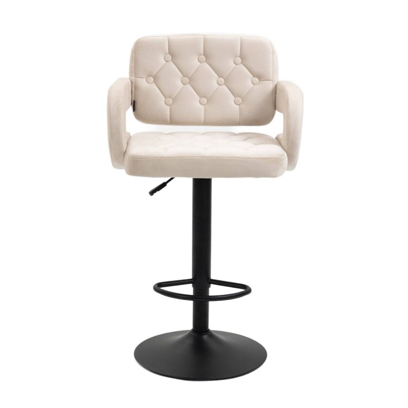 Kremowe welurowe krzesło czarna podstawa