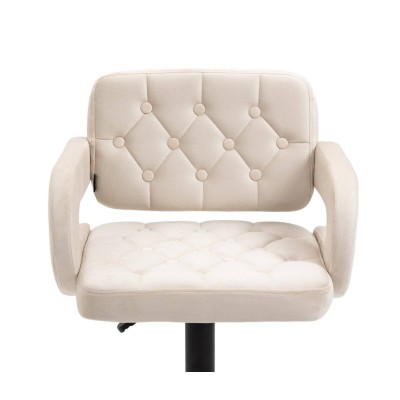 Cream velour stool black base