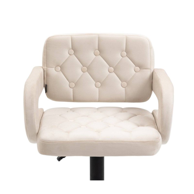 Cream velour stool black base