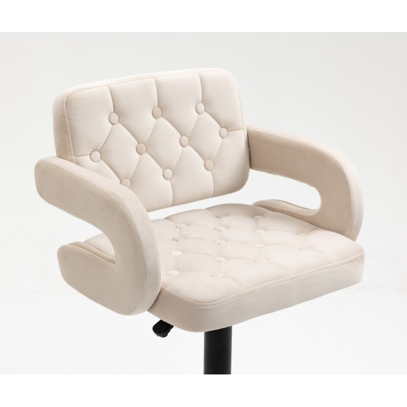 Cream velour cosmetic chair black