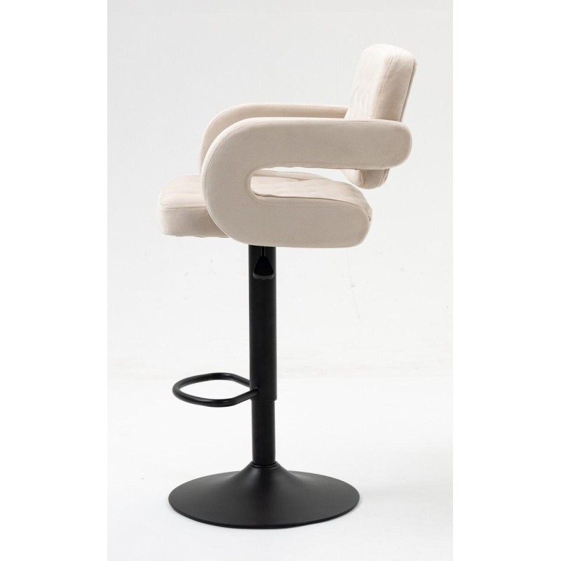 Cream velour stool black base