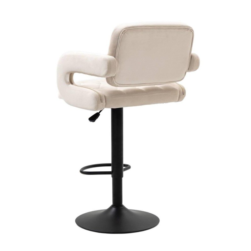 Cream velour chair black base