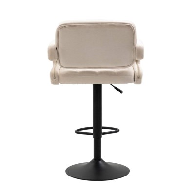 Cream velvet stool black base