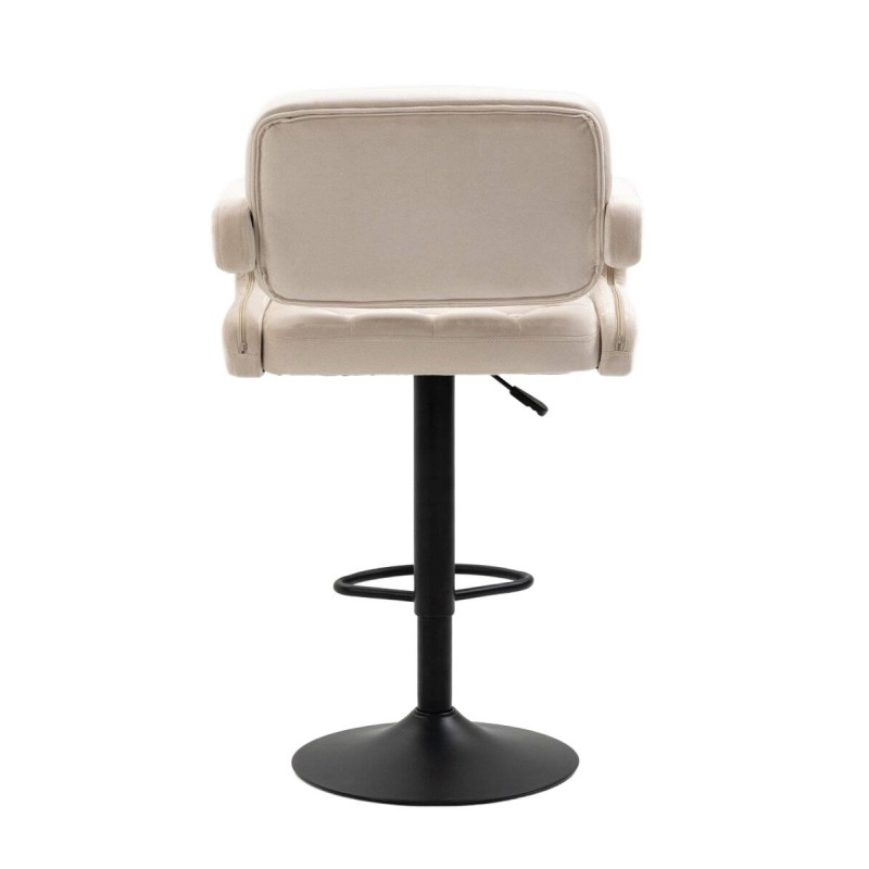 Cream velvet stool black base