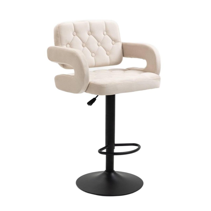 Cream velour salon chair, black